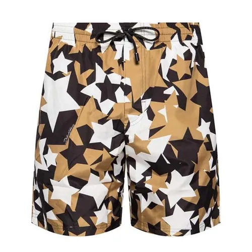 Thời trang Dolce & Gabbana Quần shorts 100%Polyester - Quần Shorts Nam Dolce & Gabbana D&G Com Estampa De Estrelas M4A13T HSMH2 Màu Đen Vàng - Vua Hàng Hiệu