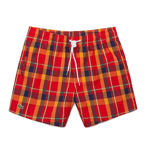 Quần Shorts Lacoste Men’s Check Print Swimming Trunks MH9395-51 Đỏ/Cam Size M