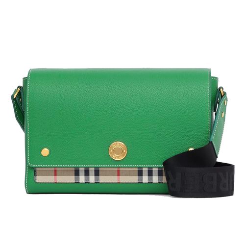 Túi Đeo Chéo Burberry Leather And Vintage Check Note Crossbody Bag Màu Xanh Green-6