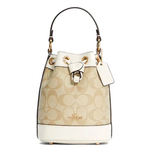 Coach Vàng Nhạt Da cao cấp Túi đeo chéo - Túi Đeo Chéo Coach Dempsey Drawstring Bucket 15 In Signature Canvas Màu Vàng Nhạt - Vua Hàng Hiệu