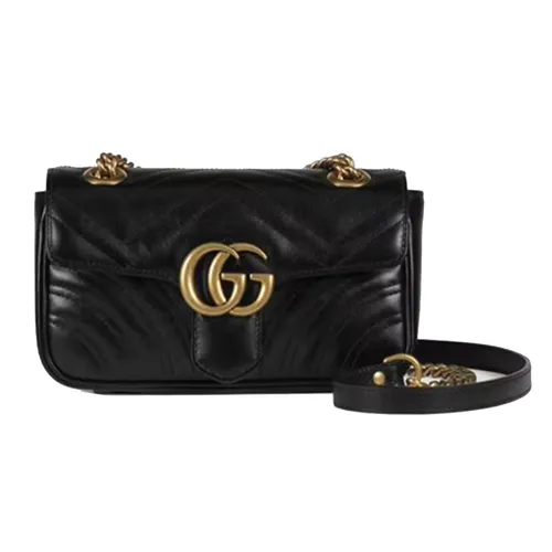 Túi Đeo Chéo Gucci Black Mini GG Marmont Bag Màu Đen N-QL