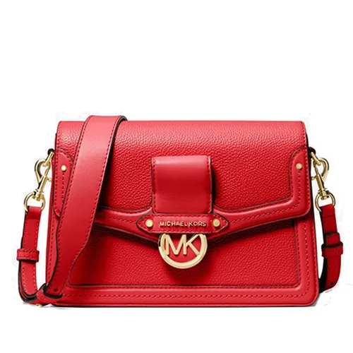 Túi Đeo Chéo Michael Kors MK Jessie Medium Pebbled Leather Shoulder Bag Màu Đỏ