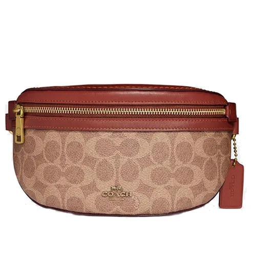 Túi Đeo Hông Coach Belt Bag In Signature Canvas Brown Màu Nâu