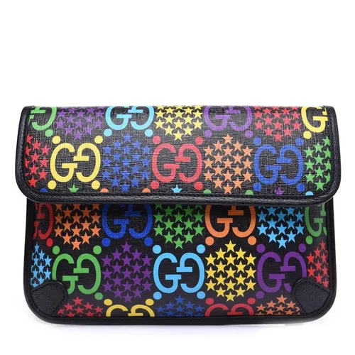 Túi Đeo Hông Gucci GG Supreme Monogram Psychedelic Slim Belt Bag Black Màu Đen