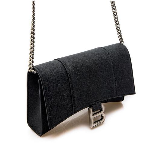 Túi Đeo Vai Balenciaga Wallet Black Calf Leather Shoulder Bag Màu Đen Nhũ-5