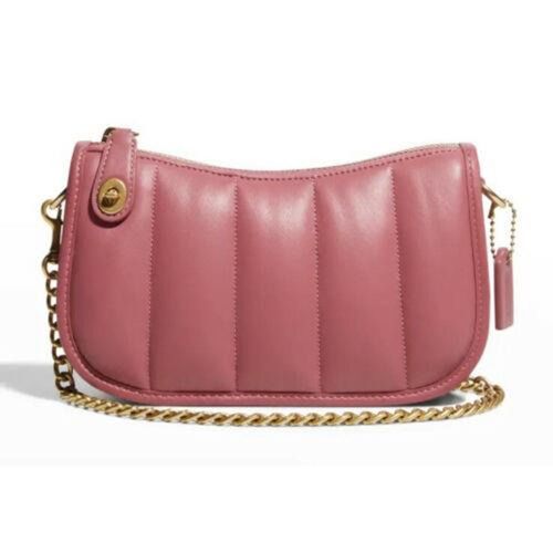 Túi Đeo Vai Coach Swinger 20 Leather Shoulder Bag With Quilting Baroque Pink NWT Màu Hồng