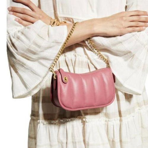 Túi Đeo Vai Coach Swinger 20 Leather Shoulder Bag With Quilting Baroque Pink NWT Màu Hồng-3