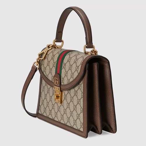 Túi Xách Gucci Ophidia Small Top Handle Bag With Web Màu Nâu Be-3