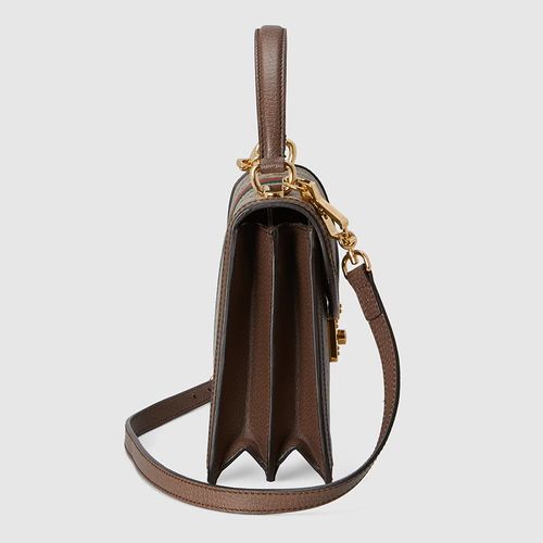 Túi Xách Gucci Ophidia Small Top Handle Bag With Web Màu Nâu Be-5