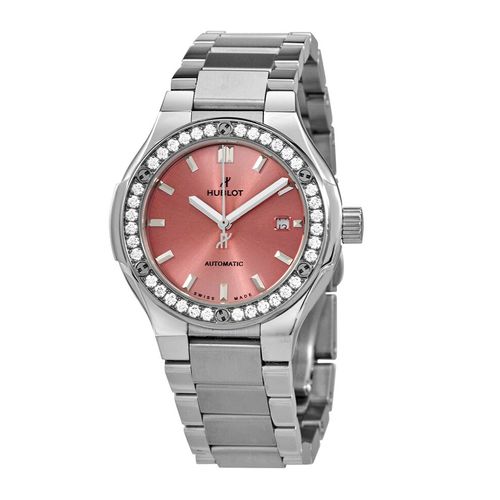Đồng Hồ Nữ Hublot Classic Fusion Automatic Diamond Pink Dial Watch 585.NX.891P.NX.1204 Màu Hồng Bạc