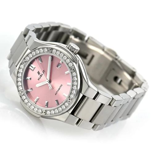 Đồng Hồ Nữ Hublot Classic Fusion Automatic Diamond Pink Dial Watch 585.NX.891P.NX.1204 Màu Hồng Bạc-3