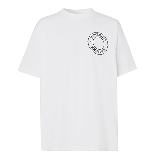 Áo Phông Burberry Men's Laydon T-Shirt W/ Logo Graphic In White 80345601007 Màu Trắng