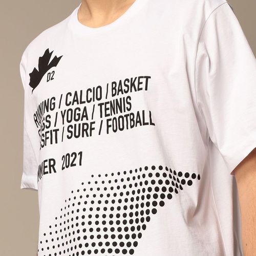 Áo Phông Dsquared2 Cotton T-Shirt With Print S74GD0816 S22427 Màu Trắng-4