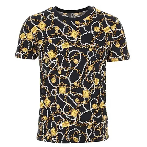 Áo Phông Moschino A19088109 1555 Đen Họa Tiết Vàng