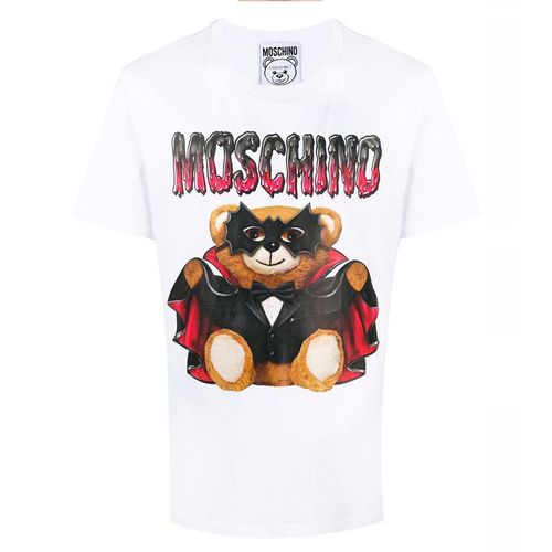 Áo Phông Moschino Men's White Dracula Bear T-shirt Logo Gấu Dracula V0711-54 Màu Trắng