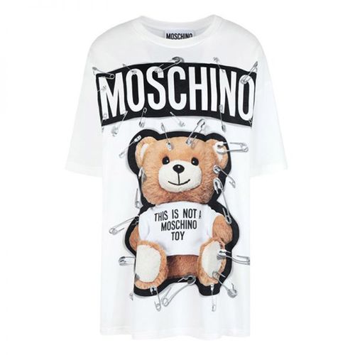 Áo Phông Moschino White Safety-pin Bear T-shirt A0704-9540 Màu Trắng Size S