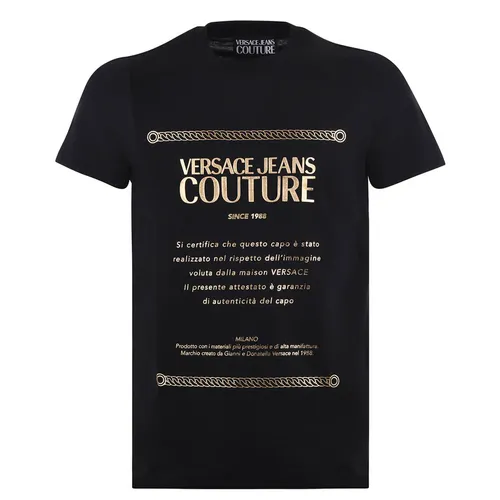 Áo Phông Versace Jeans Couture 71GAHT01-CJ00T Màu Đen Chữ Gold Size XS