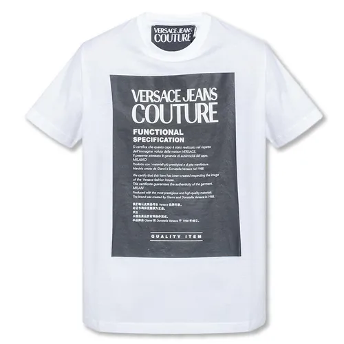 Áo Phông Versace Jeans Couture T-Shirt Con Dettaglio Logo 72GAHT05 CJ00O Màu Trắng