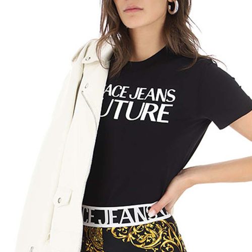 Áo Phông Nữ Versace Jeans Couture T-Shirt Schwarz Regular Fit 71HAHF00-71DP613 Màu Đen-3