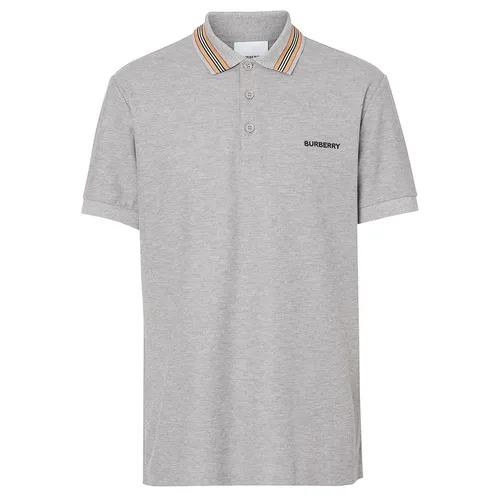 Thời trang Xám Áo Polo 100% Cotton - Áo Polo Burberry Icon Stripe Detail Polo Shirt Màu Xám - Vua Hàng Hiệu