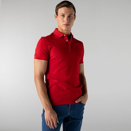 Áo Polo Lacoste Men's Paris Polo Shirt Regular Fit Stretch Cotton Piqué PH5522 240 Màu Đỏ-6