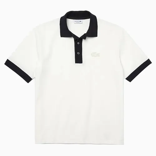 Thời trang - Áo Polo Lacoste Men's Relaxed Fit Textured PH0029 GA3 Shirt Màu Trắng Phối Đen Size S - Vua Hàng Hiệu