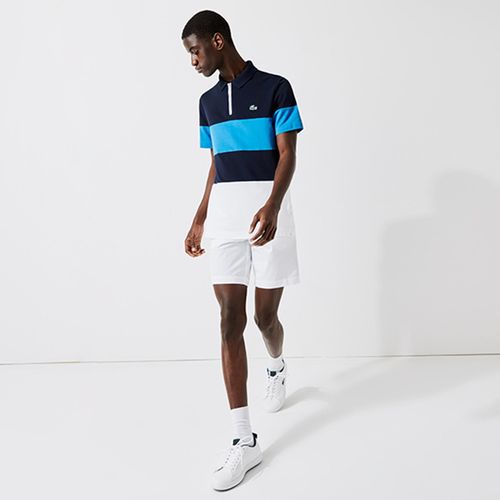 Áo Polo Lacoste SPORT Men's Shirt Polo In Stripes With A Zip Elastic DH9582 MTM Màu Xanh Trắng-6