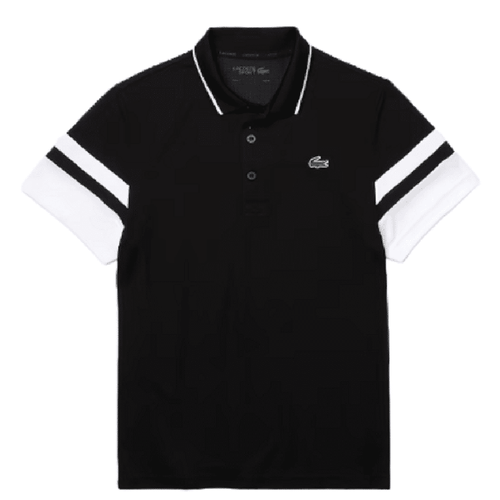 Áo Polo Lacoste Sport Striped Sleeves Breathable Piqué Tennis Black White DH9681 00 Màu Đen Size M