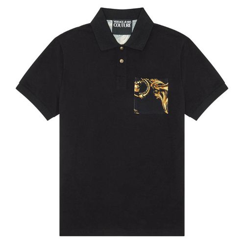 Áo Polo Versace Jeans Couture Noir Black Cotton Polo Shirt 72GAG6R0 JS048 Màu Đen Size S