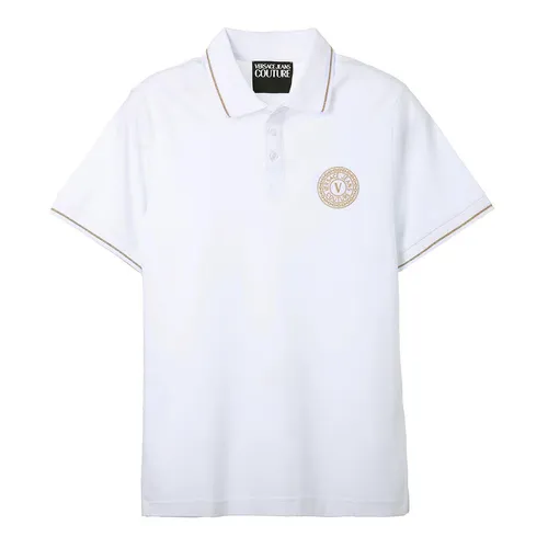 Áo Polo Versace Jeans Couture White Polo-Shirt With Gold Logo Embroidery 71GAGT01 Màu Trắng Size S