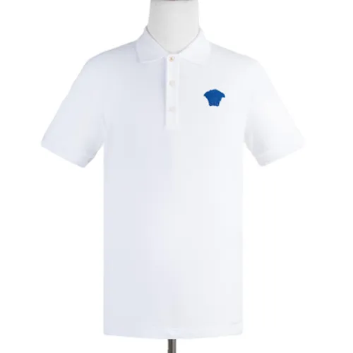 Áo Polo Versace Medusa Polo Shirt White Logo Blue A87427 A237141 Màu Trắng