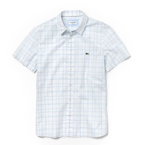 Áo Sơ Mi Lacoste Men's Slim Fit Wide Check Cotton Poplin Short Sleeves Shirt CH4887 51 1ZZ Màu Trắng Kẻ Xanh Size S-2