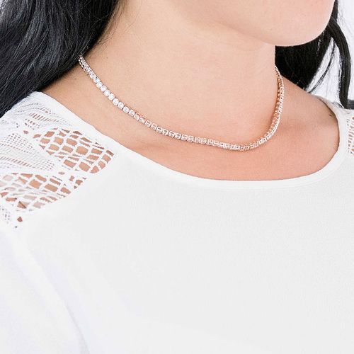 Dây Chuyền Swarovski White Rose-Gold Tone Plated Tennis Deluxe Necklace Màu Trắng-1