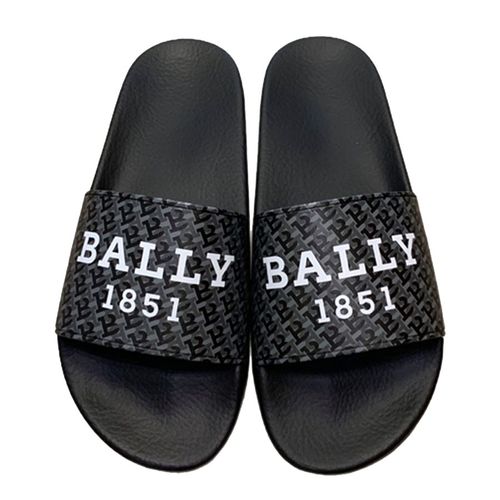 Dép Bally Black Ziczac Logo Slide Sandals 603696-60-6547 Màu Đen Xám-1