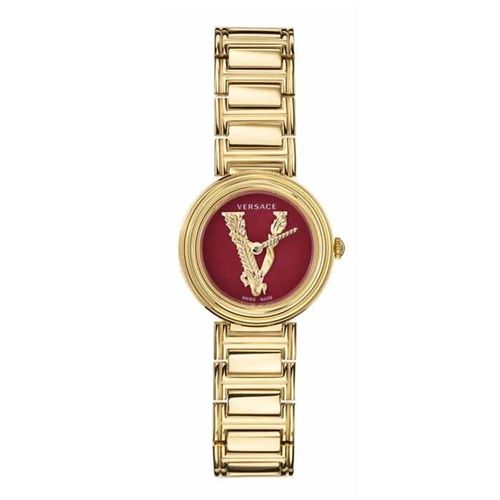 Đồng Hồ Nữ Versace Versus Virtus Mini Duo Watch 28mm Màu Vàng Mặt Đỏ + 2 Dây Da