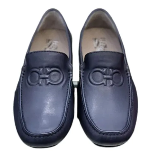 Giày Salvatore Ferragamo Nam - Giày Lười Salvatore Ferragamo Loafers Moca Hidden Logo Màu Xanh Navy - Vua Hàng Hiệu