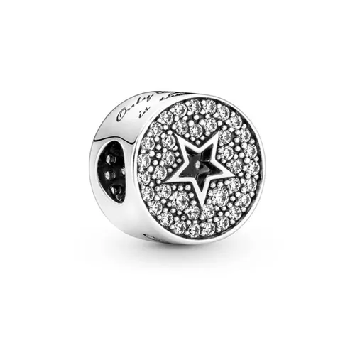 Hạt Vòng Charm Pandora Pavé & Star Congratulations Màu Bạc