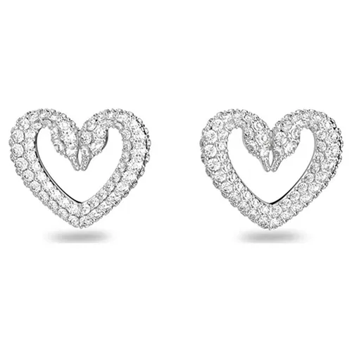 Trang sức Swarovski Trắng - Khuyên Tai Swarovski Una Stud Earrings Heart, Small, White, Rhodium Plated 5625535 Màu Trắng - Vua Hàng Hiệu