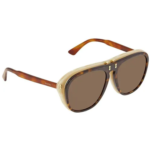 Kính Mát Gucci Brown Aviator Flip Up Men's Sunglasses GG0087S 002 56