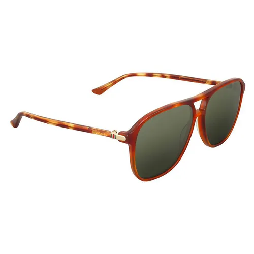 Gucci - Kính Mát Gucci Havana Green Square Sunglasses GG0016S-005 58 - Vua Hàng Hiệu