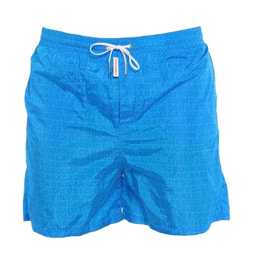 Quần Shorts Dsquared2 Horts Mare Logo Allover Màu Xanh Blue