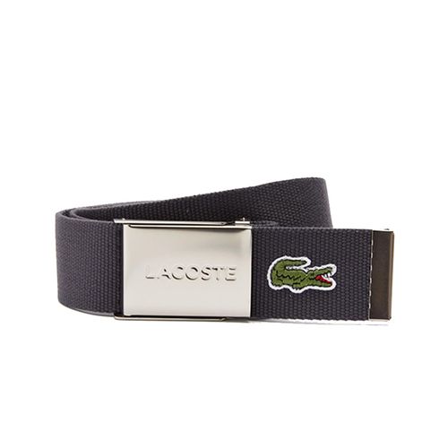 Thắt Lưng Lacoste Men's Made in France Engraved Buckle Woven Fabric Belt RC2012 Màu Xám-1