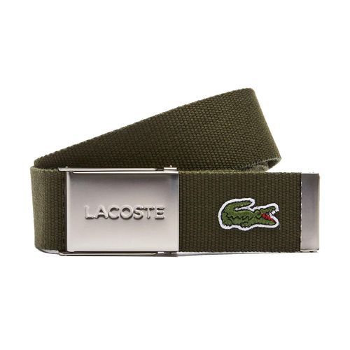 Thắt Lưng Lacoste Men's Made in France Engraved Buckle Woven Fabric Belt RC2012 Màu Xanh Olive-1