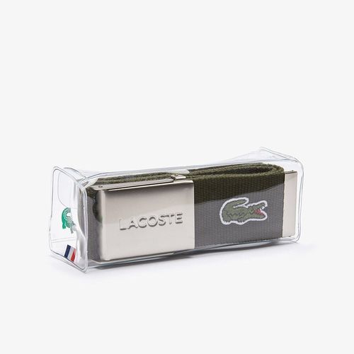 Thắt Lưng Lacoste Men's Made in France Engraved Buckle Woven Fabric Belt RC2012 Màu Xanh Olive-2