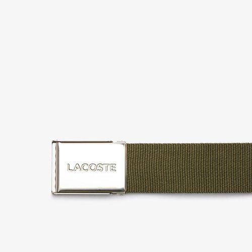 Thắt Lưng Lacoste Men's Made in France Engraved Buckle Woven Fabric Belt RC2012 Màu Xanh Olive-3