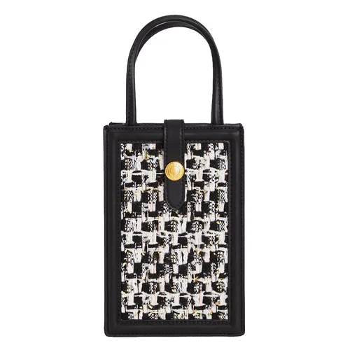 Túi Đeo Chéo Nữ Charles & Keith CNK Este Belted Tweed Phone Pouch 70701213 Màu Đen