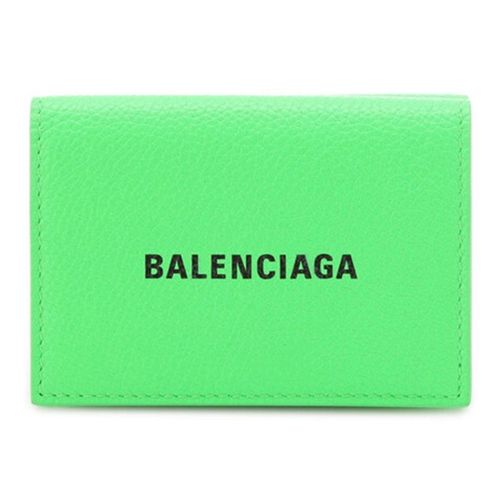Ví Nam Balenciaga Logo Print Tri-Fold Cash Mini Wallet In Fluo Green 594312 1IZI3 3860 Màu Xanh Lá Cây