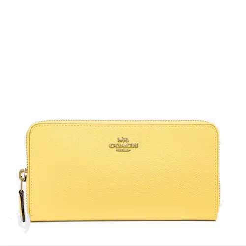 Túi xách - Ví Coach Accordion Zip Wallet In Crossgrain Leather Màu Vàng - Vua Hàng Hiệu