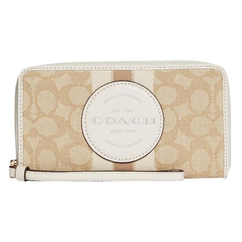 Ví Coach Dempsey Large Phone Wallet In Signature Jacquard With Stripe And Coach Patch Màu Be