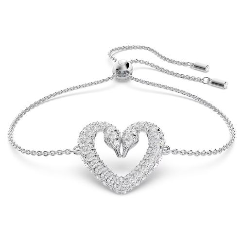 Vòng Đeo Tay Swarovski Una Bracelet Heart, White, Rhodium Plated 5625534 Màu Trắng